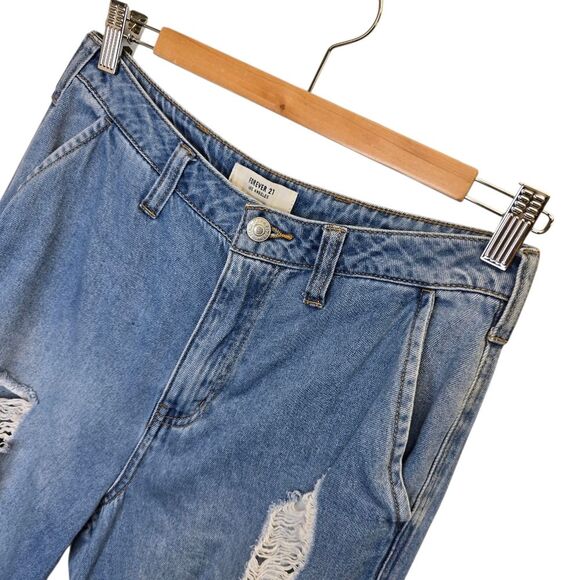 Forever 21 Distressed Cargo Jeans Women’s 27 Medium Wash High Rise Jogger Pants - Picture 5 of 16